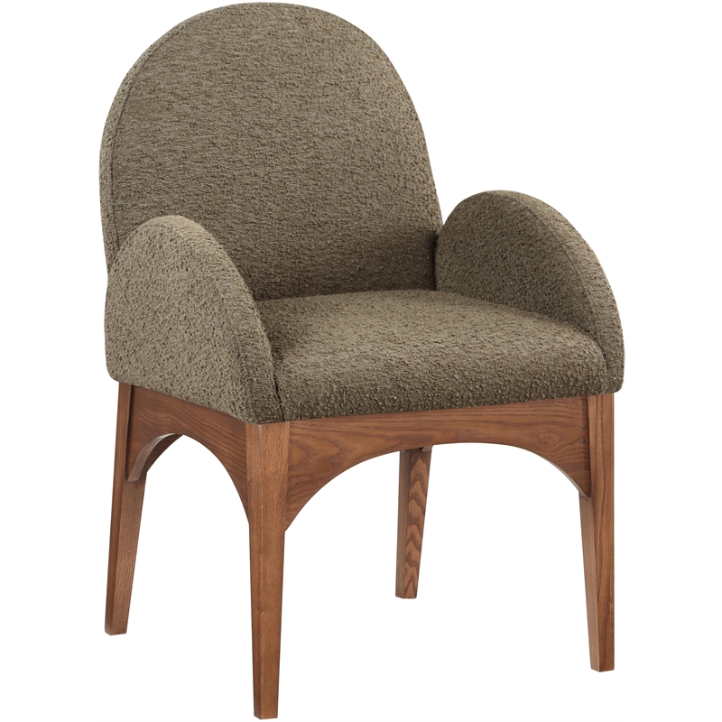 Meridian Furniture Waldorf Olive Boucle Fabric Dining Arm Chair