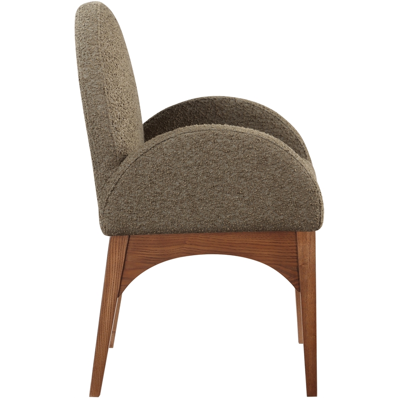 Meridian Furniture Waldorf Olive Boucle Fabric Dining Arm Chair