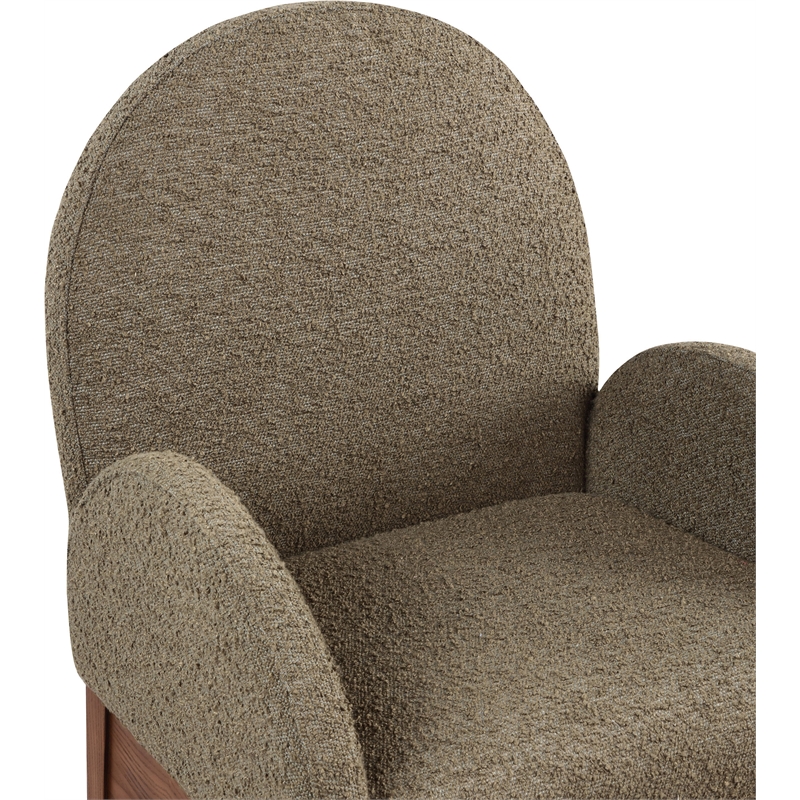 Meridian Furniture Waldorf Olive Boucle Fabric Dining Arm Chair