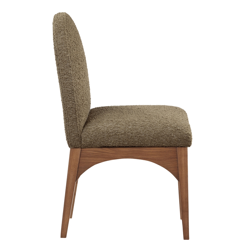 Meridian Furniture Waldorf Olive Boucle Fabric Dining Side Chair