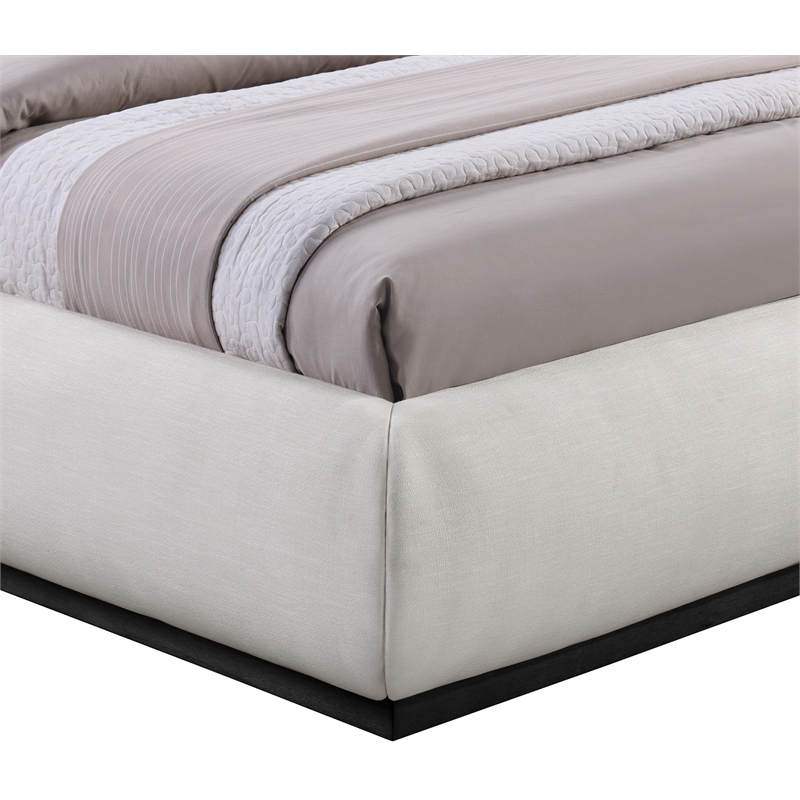 Meridian Furniture Vaughn Cream Linen Textured Fabric Twin Bed