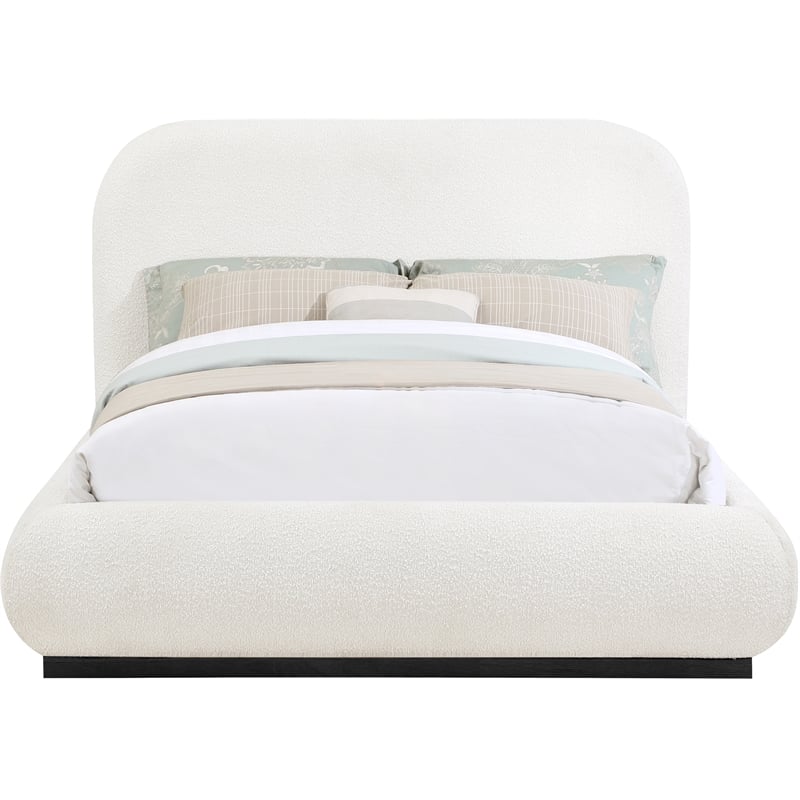 Meridian Furniture Vaughn Cream Boucle Fabric Full Bed