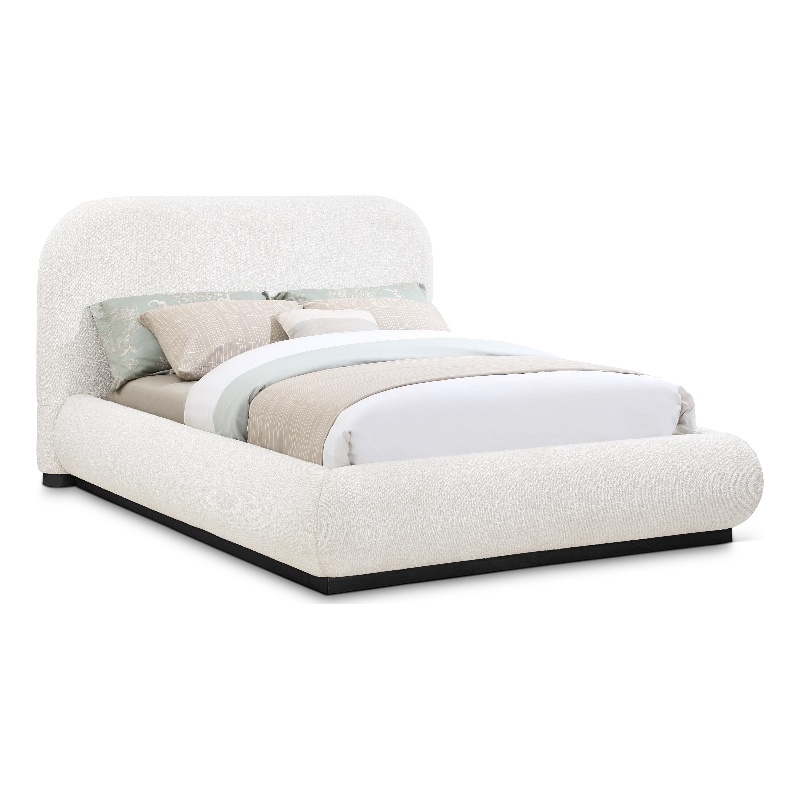 Meridian Furniture Vaughn Cream Boucle Fabric King Bed