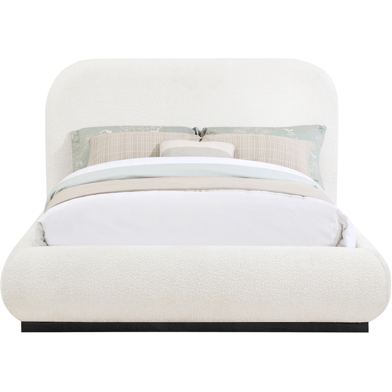 Meridian Furniture Vaughn Cream Boucle Fabric Queen Bed