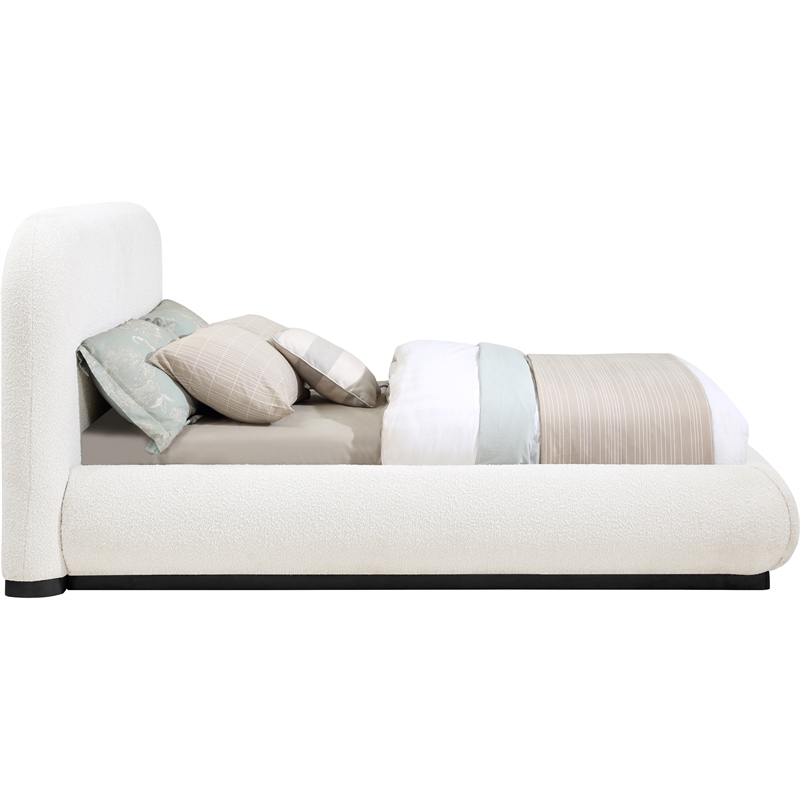 Meridian Furniture Vaughn Cream Boucle Fabric Queen Bed