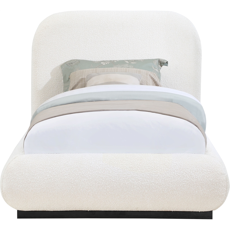 Meridian Furniture Vaughn Cream Boucle Fabric Twin Bed