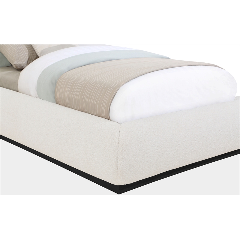 Meridian Furniture Vaughn Cream Boucle Fabric Twin Bed
