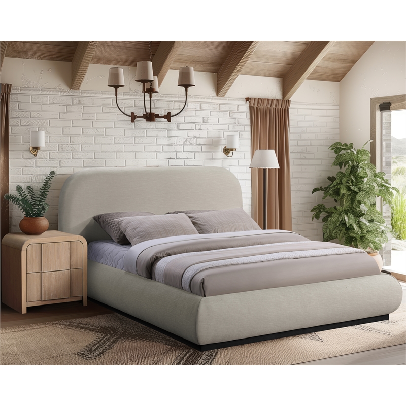 Meridian Furniture Vaughn Beige Chenille Fabric Full Bed