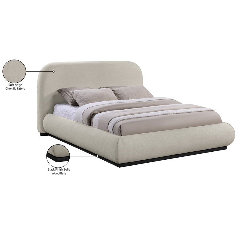 Meridian Furniture Vaughn Beige Chenille Fabric Full Bed