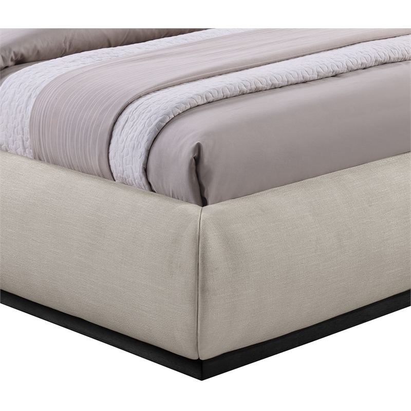 Meridian Furniture Vaughn Beige Chenille Fabric Queen Bed
