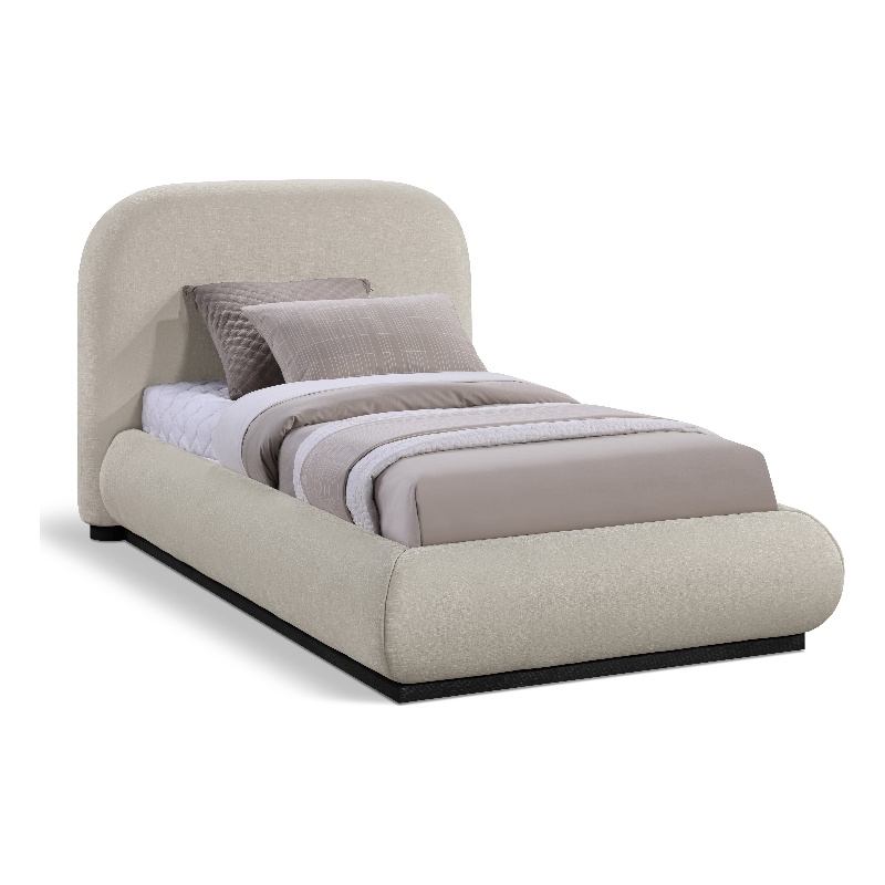 Meridian Furniture Vaughn Beige Chenille Fabric Twin Bed