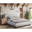 Meridian Furniture Vaughn Cream Chenille Fabric Queen Bed