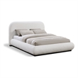Meridian Furniture Vaughn Cream Chenille Fabric Queen Bed