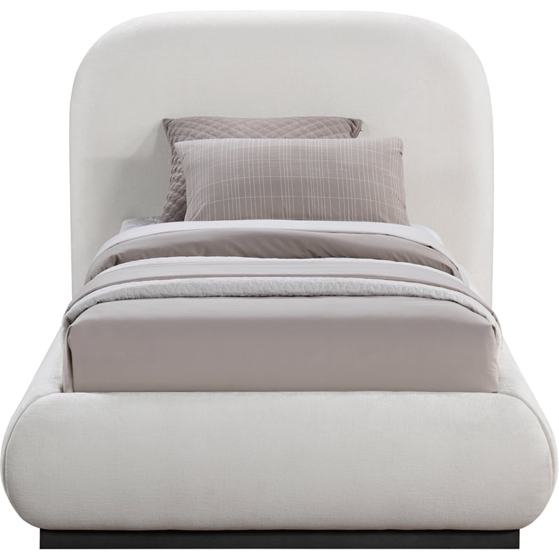 Meridian Furniture Vaughn Cream Chenille Fabric Twin Bed