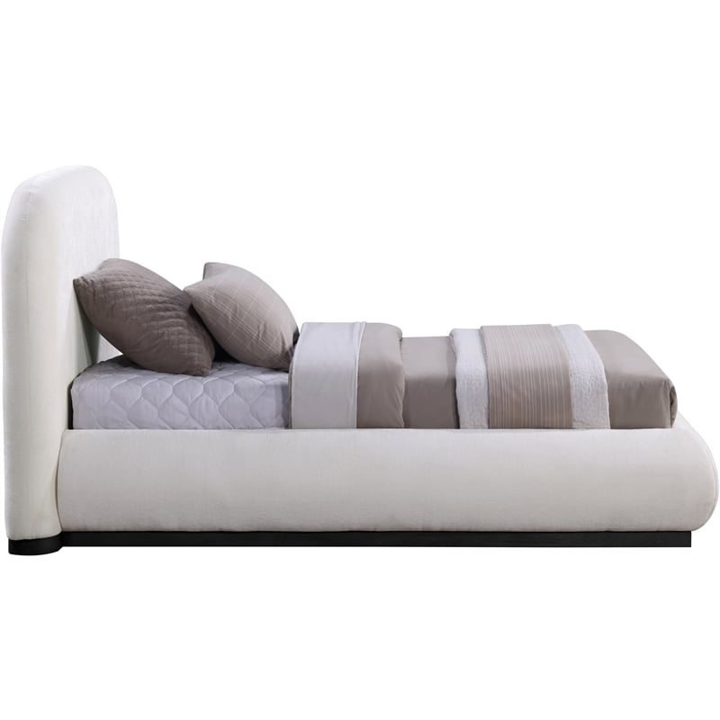 Meridian Furniture Vaughn Cream Chenille Fabric Twin Bed