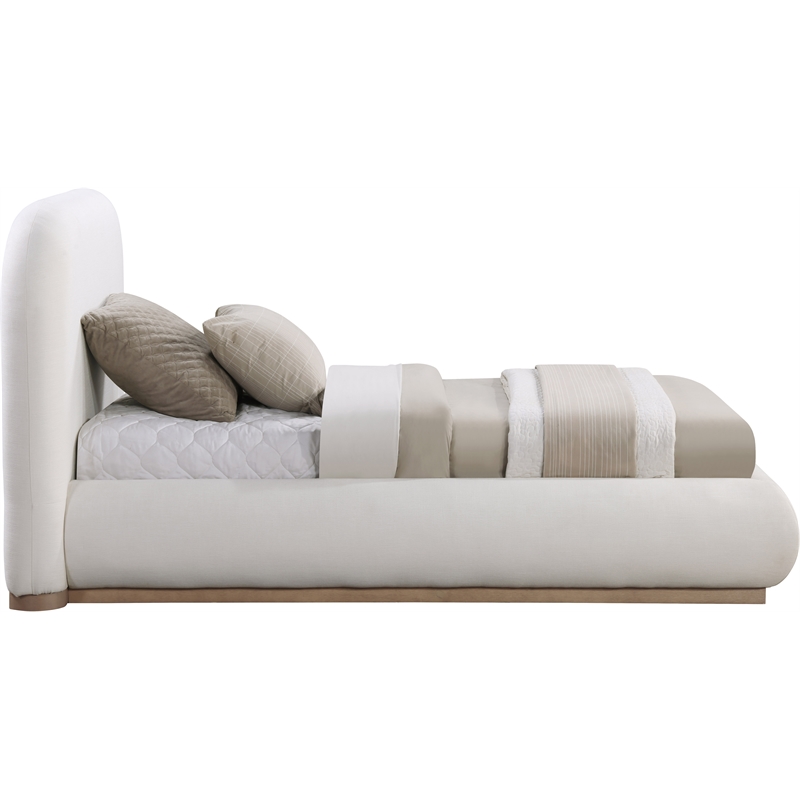 Meridian Furniture Vaughn Cream Linen Textured Fabric Twin Bed
