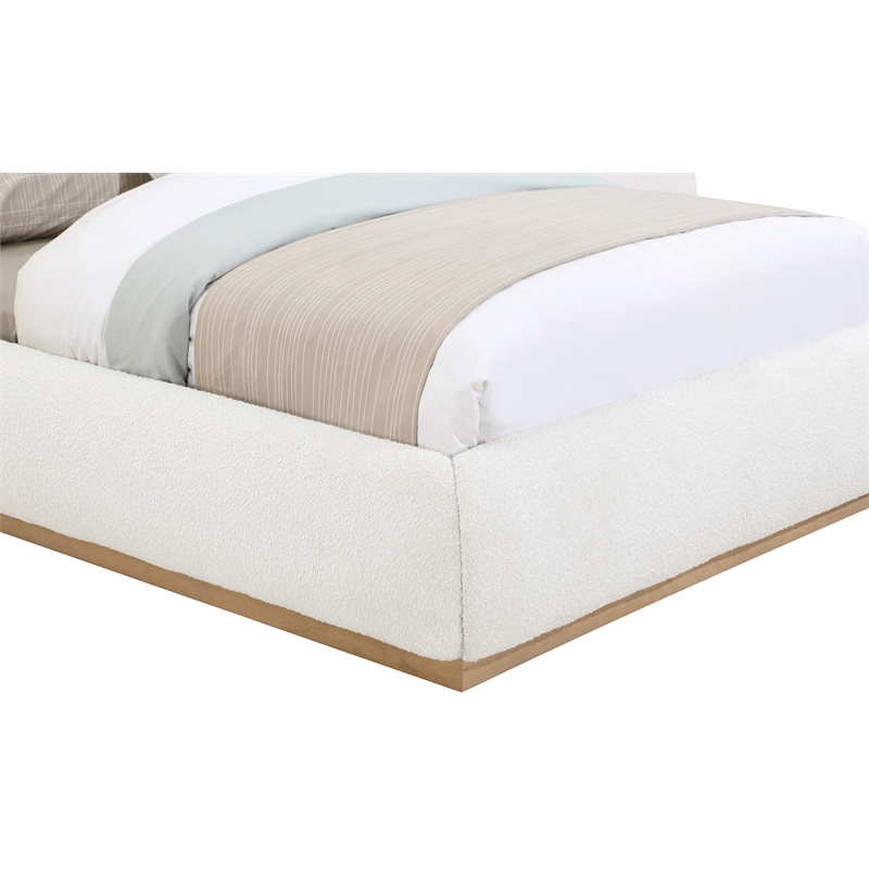 Meridian Furniture Vaughn Cream Boucle Fabric King Bed