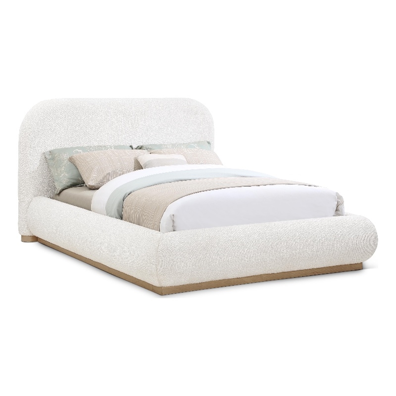 Meridian Furniture Vaughn Cream Boucle Fabric King Bed