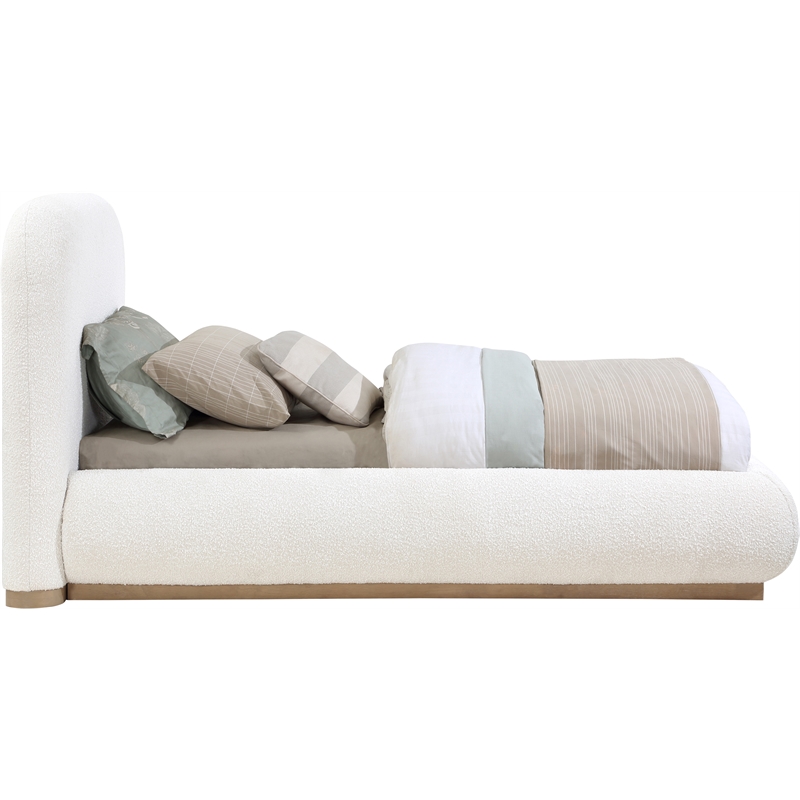 Meridian Furniture Vaughn Cream Boucle Fabric Twin Bed