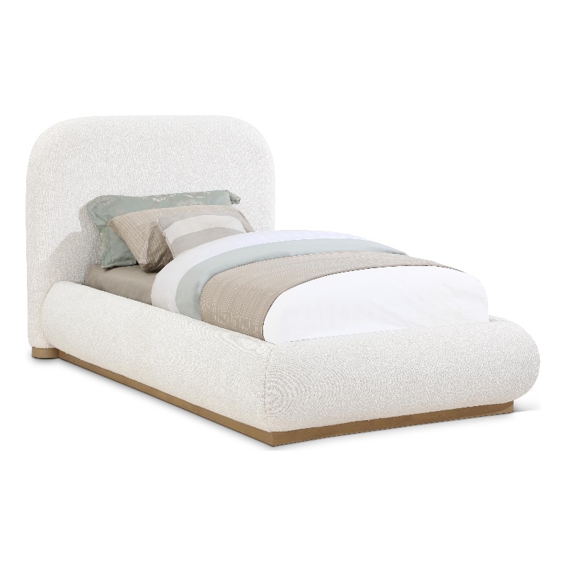 Meridian Furniture Vaughn Cream Boucle Fabric Twin Bed