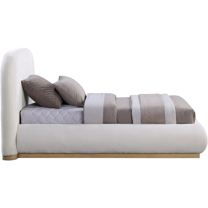 Meridian Furniture Vaughn Cream Chenille Fabric Twin Bed