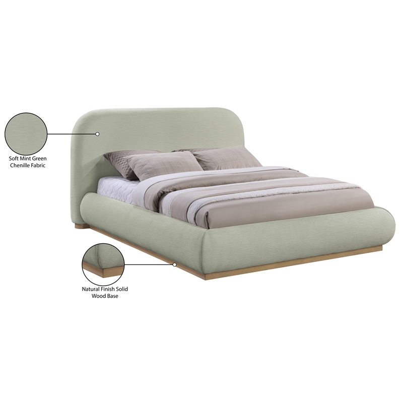 Meridian Furniture Vaughn Mint Chenille Fabric Full Bed