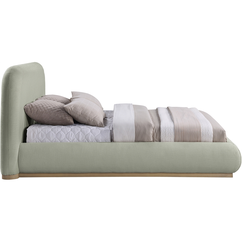 Meridian Furniture Vaughn Mint Chenille Fabric Queen Bed
