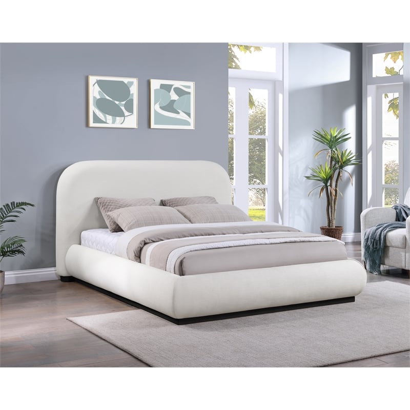 Meridian Furniture Vaughn Cream Linen Textured Fabric Full Bed