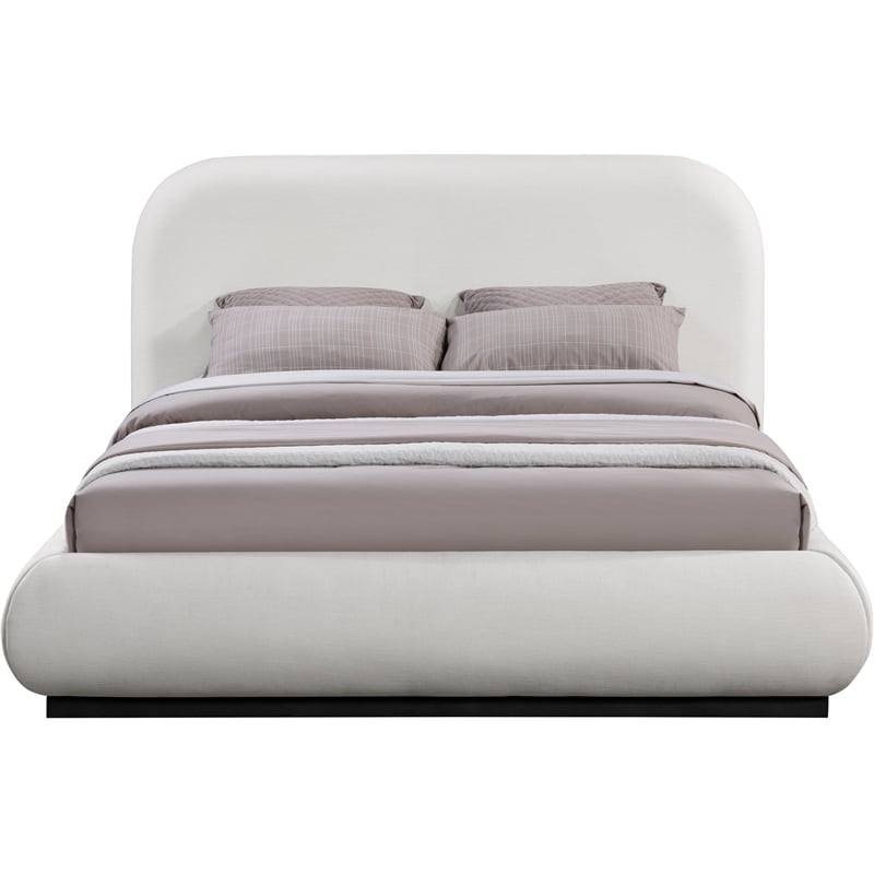 Meridian Furniture Vaughn Cream Linen Textured Fabric Full Bed