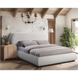 Meridian Furniture Vaughn Cream Linen Textured Fabric King Bed