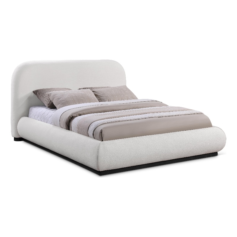 Meridian Furniture Vaughn Cream Linen Textured Fabric King Bed