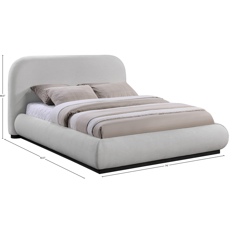 Meridian Furniture Vaughn Grey Chenille Fabric Queen Bed