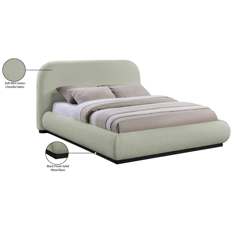Meridian Furniture Vaughn Mint Chenille Fabric King Bed