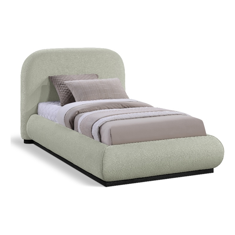 Meridian Furniture Vaughn Mint Chenille Fabric Twin Bed
