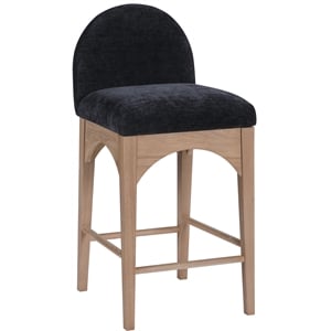 Meridian Furniture Waldorf Black Chenille Fabric Stool