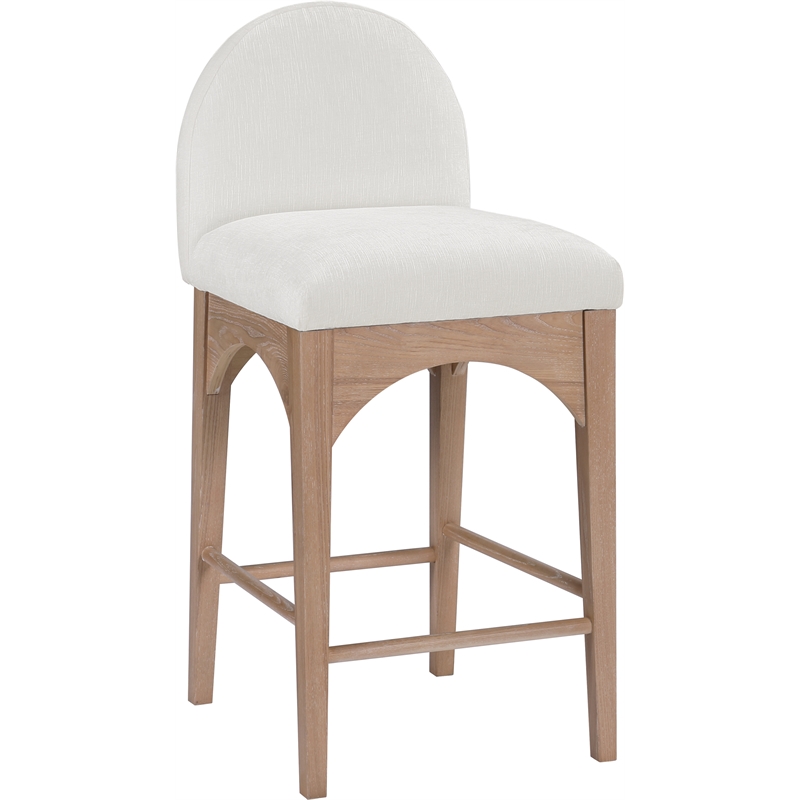 Meridian Furniture Waldorf Cream Chenille Fabric Stool