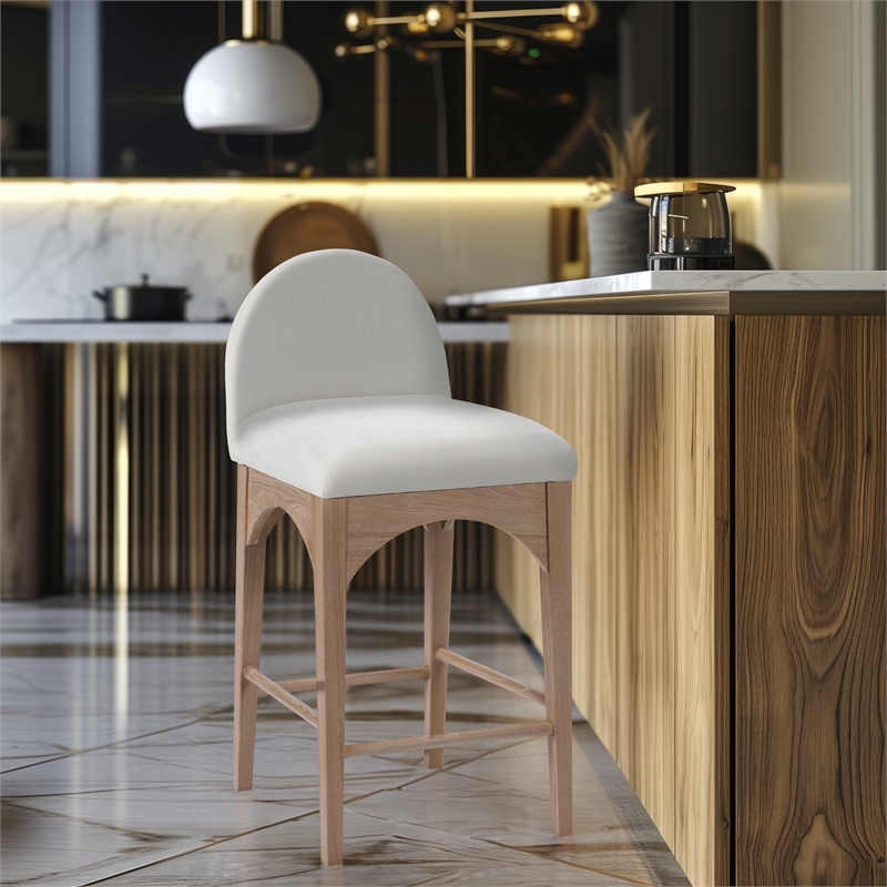 Meridian Furniture Waldorf Cream Chenille Fabric Stool