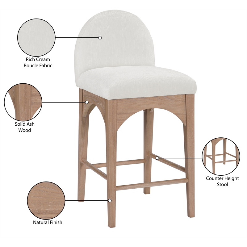 Meridian Furniture Waldorf Cream Chenille Fabric Stool