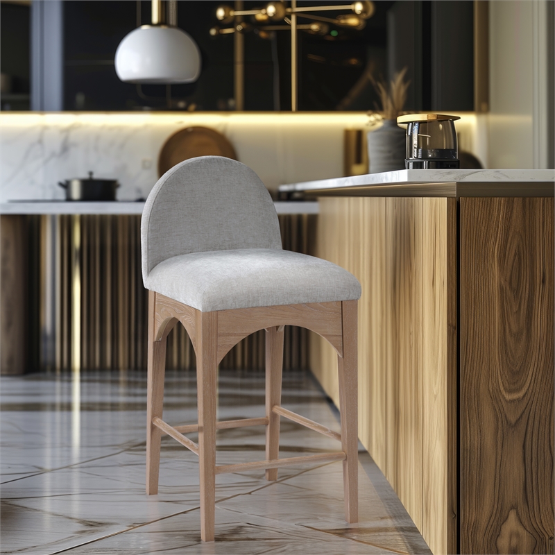 Meridian Furniture Waldorf Grey Chenille Fabric Stool