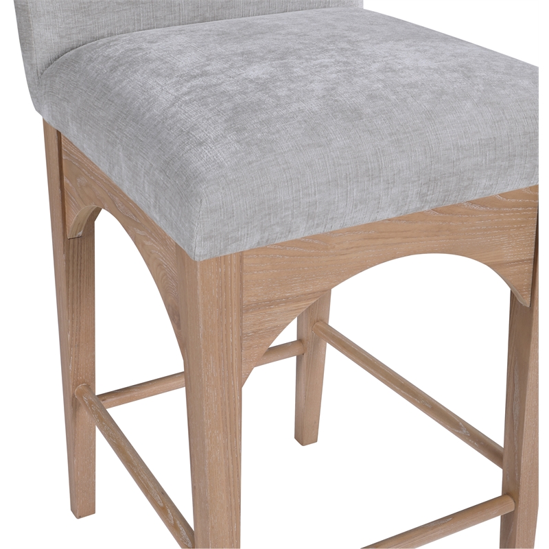 Meridian Furniture Waldorf Grey Chenille Fabric Stool