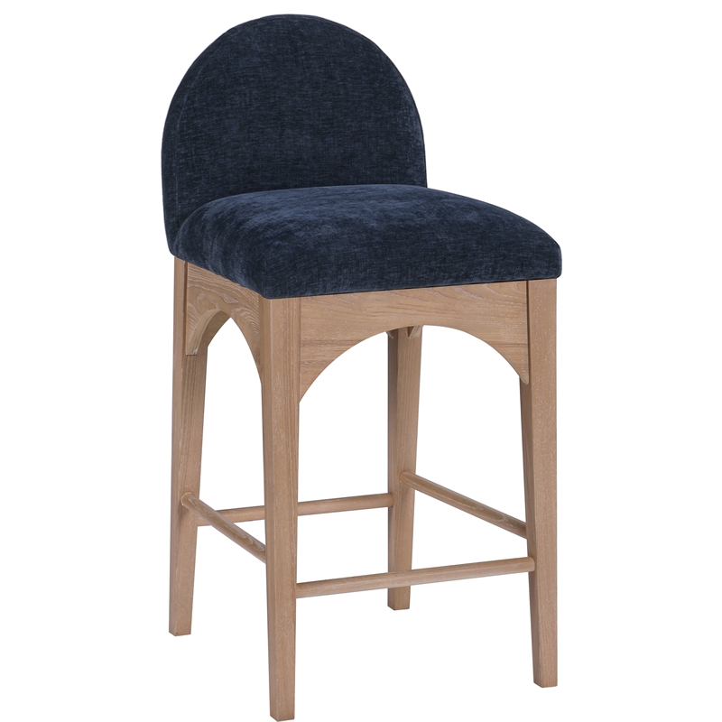 Meridian Furniture Waldorf Navy Chenille Fabric Stool