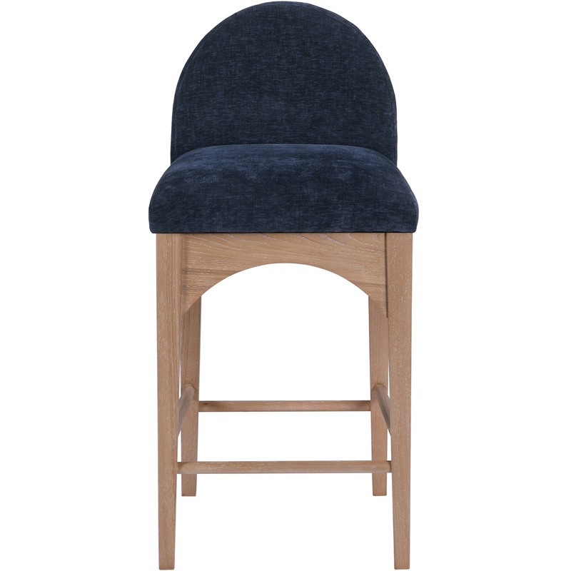 Meridian Furniture Waldorf Navy Chenille Fabric Stool