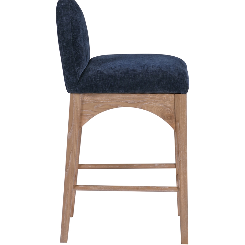 Meridian Furniture Waldorf Navy Chenille Fabric Stool