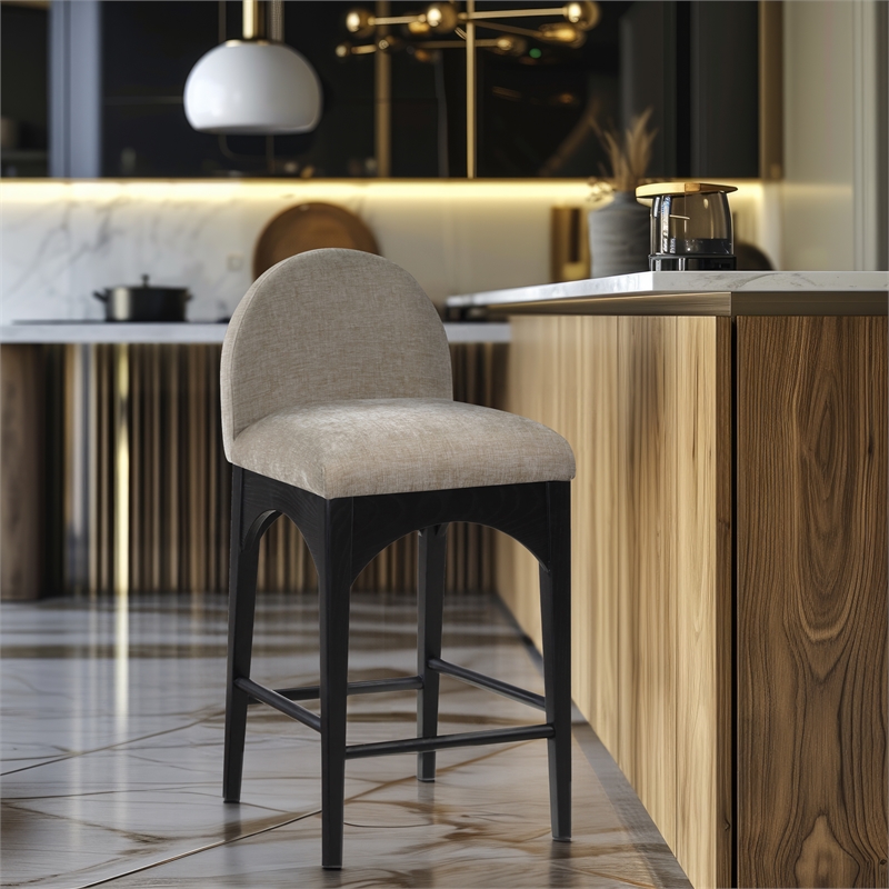 Meridian Furniture Waldorf Beige Chenille Fabric Stool