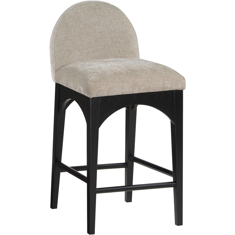 Meridian Furniture Waldorf Beige Chenille Fabric Stool