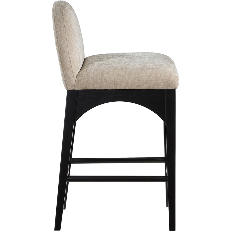 Meridian Furniture Waldorf Beige Chenille Fabric Stool