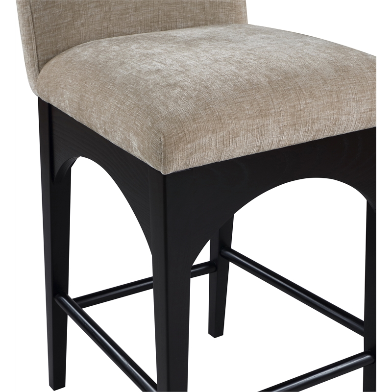 Meridian Furniture Waldorf Beige Chenille Fabric Stool