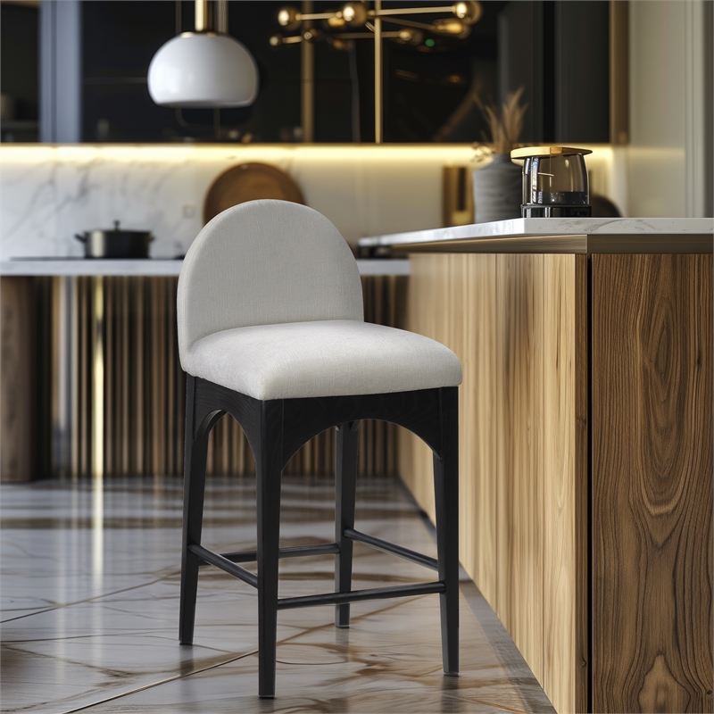 Meridian Furniture Waldorf Cream Chenille Fabric Stool