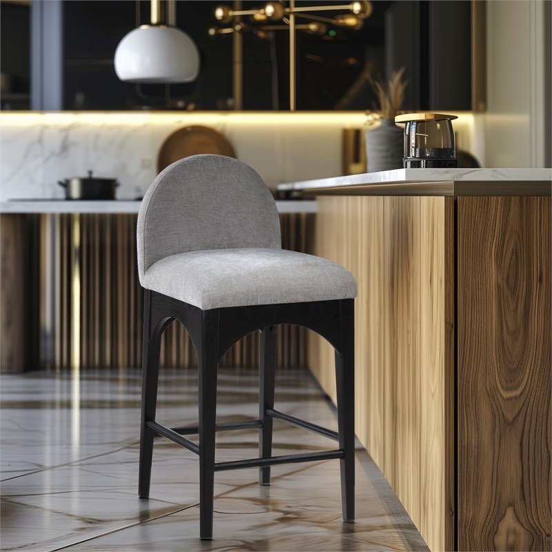 Meridian Furniture Waldorf Grey Chenille Fabric Stool