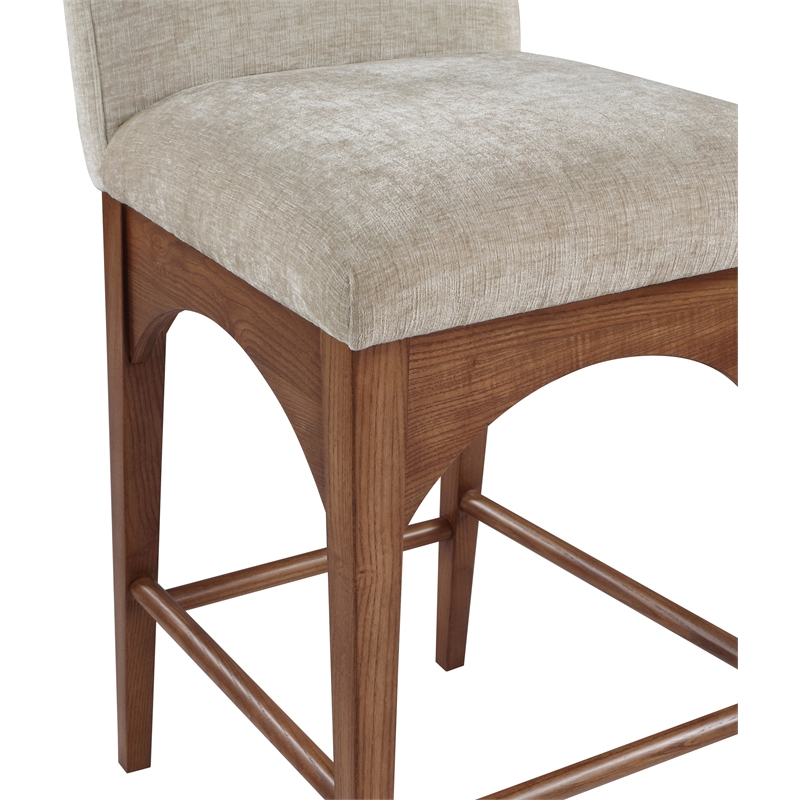 Meridian Furniture Waldorf Beige Chenille Fabric Stool